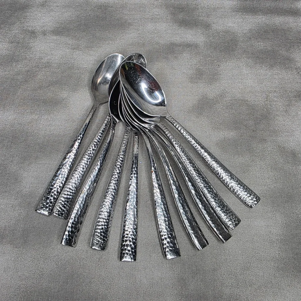 (X10) Hammered Stainless Teaspoons 6 7/8
